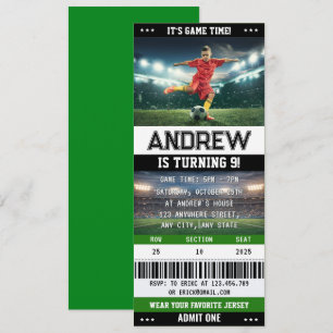 Personal Soccer Ticket Team Club Birthday Invitation