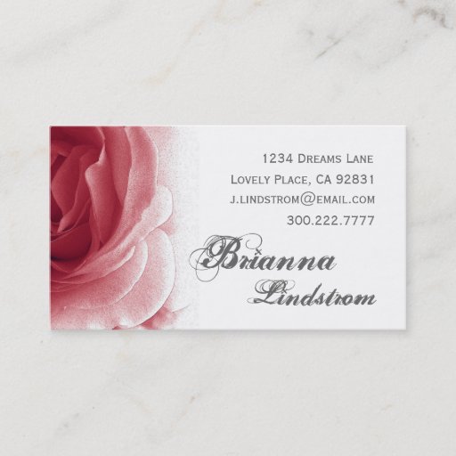 Customizable Personal Soft Red Floral Rose Template Business Card Templates