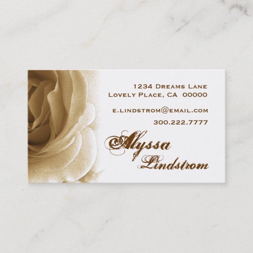 Customizable Personal Soft Sepia and Cream Rose Business Card