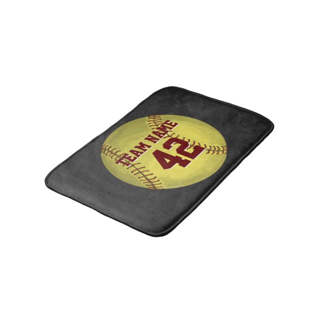 Personal Softball Art Bathroom Mat (Angled)