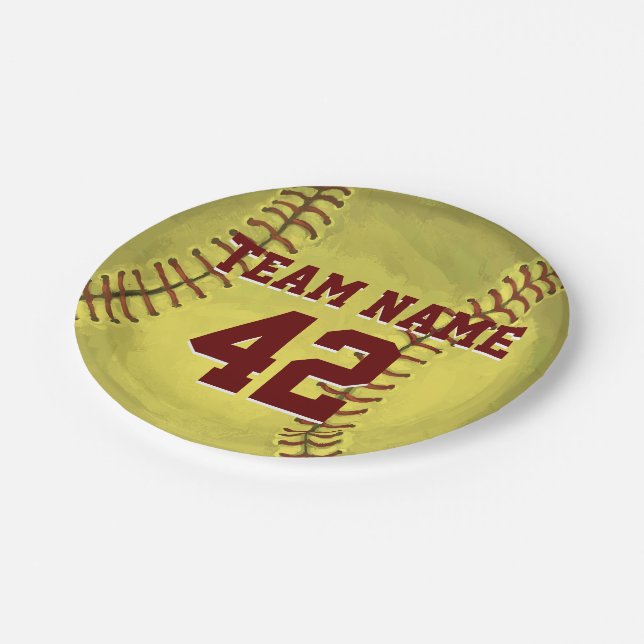 Personal Softball Art Paper Plates (Angled)