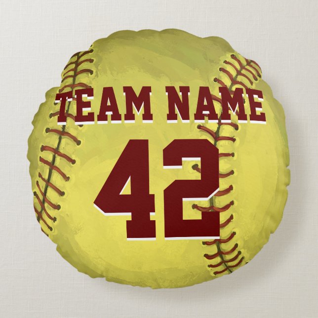 Personal Softball Art Round Pillow (Front)