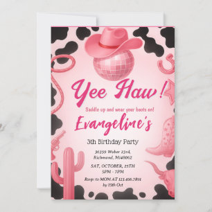 Personal Space Pink Cowgirl Birthday Dance Invitation