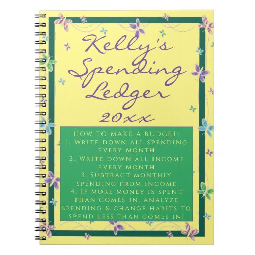 Personal Spending Ledger Budget Butterfly Notebook