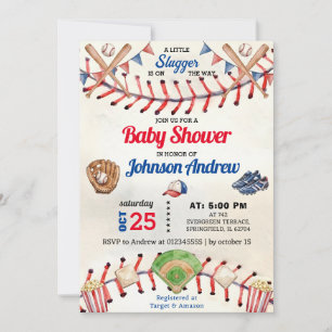 Personal Sport Baseball Baby Shower little slugger Invitation