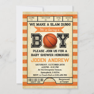 Personal Sport Basketball Baby Shower Invitation