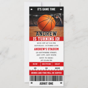 Personal Sport Basketball Ticket Birthday Invitation
