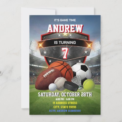 Personal Sport Birthday Printable Invitation