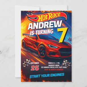 Personal Sport Racing Car Birthday party boys Invitation