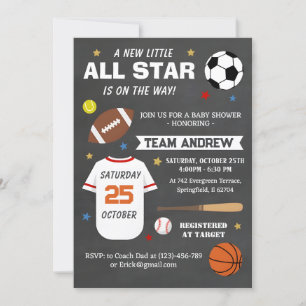Personal Sports All Star Baby Shower Invitation