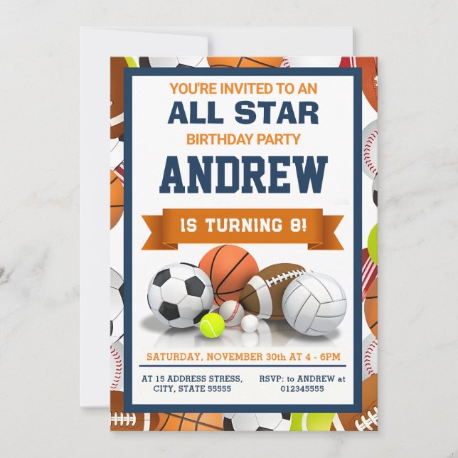 Personal Sports Birthday For kid Invitation  (Front)