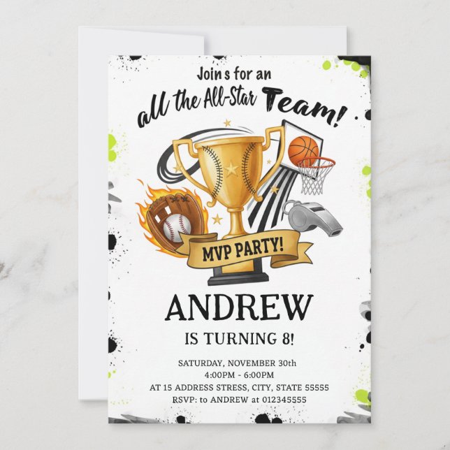 Personal Sports Birthday For kid Invitation  (Front)