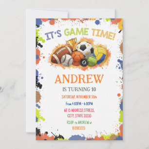 Personal Sports Birthday Printable Invitation