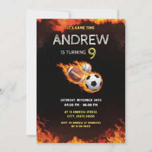 Personal Sports Birthday Printable Invitation