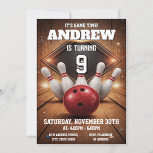 Personal Sports Bowling Birthday Invitation