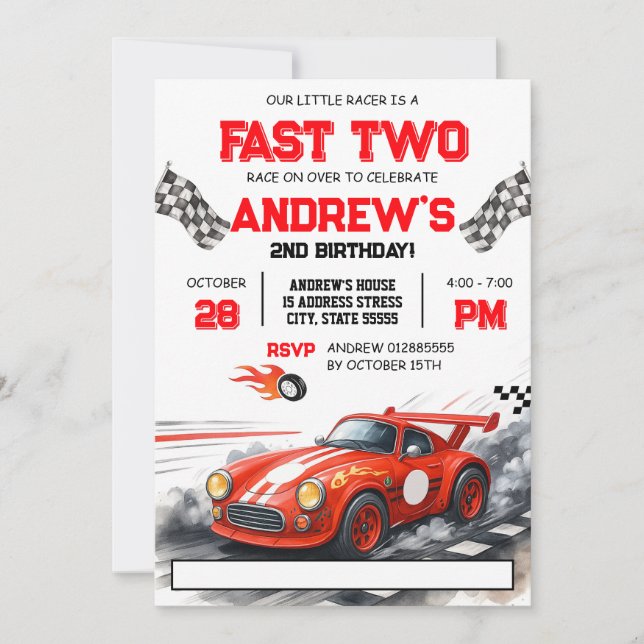 Personal Sports Red Vintage Race Birthday party Invitation (Front)