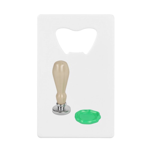 Personal stamp and wax seal credit card bottle opener (Front)
