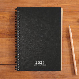Personal Stationery • Black Leather 202x Weekly Planner
