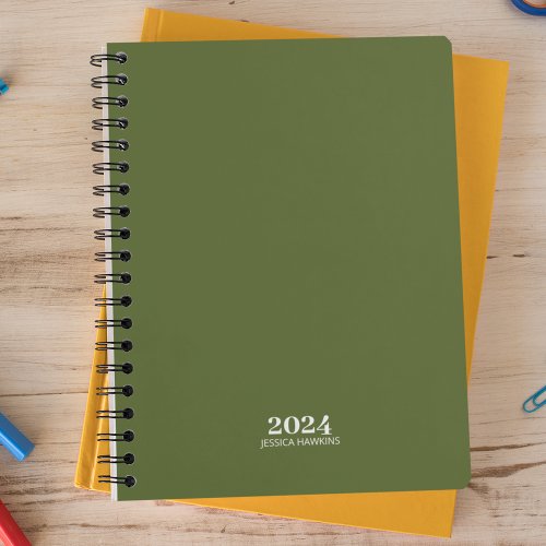 Personal Stationery  Dark Olive Green 2024 Weekly Planner