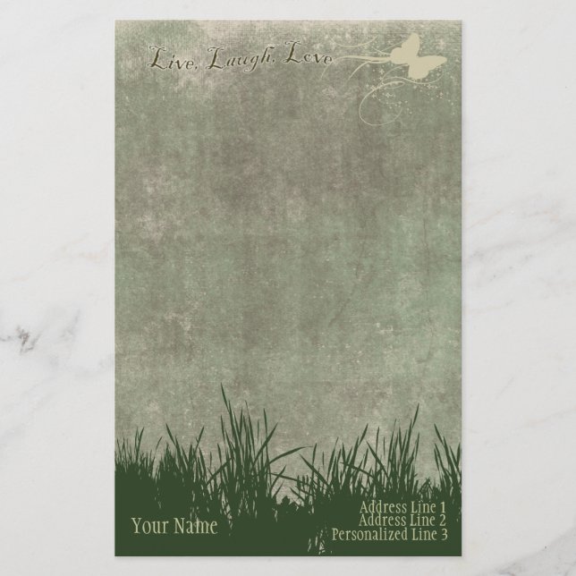 Personal Stationery Letterhead, Live Laugh Love (Front)