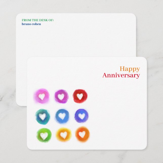Personal Stationery: Rainbow Love hearts Note Card (Front/Back)