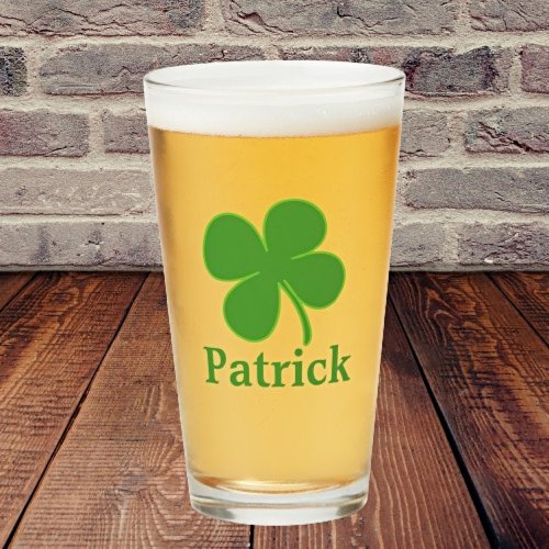 Personal Style Irish Green Four Leaf Clover Beer Glass