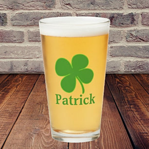 Personal Style: Irish Green Four Leaf Clover Beer Glass