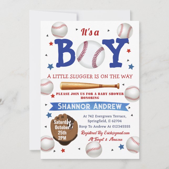 Personal Swing on Over Baseball Team Baby Shower Invitation (Front)
