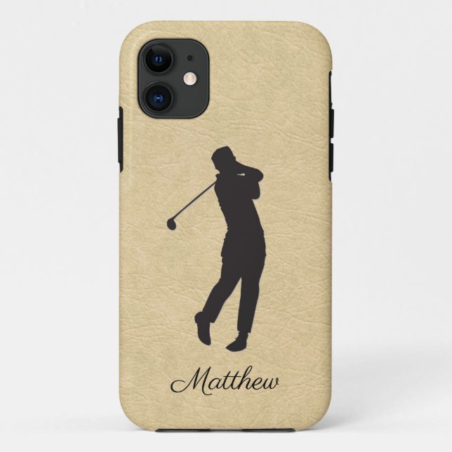 Personal Tan Leather Golf Design Case-Mate iPhone Case (Back)
