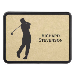 Personal Tan Leather Golf Design Hitch Cover