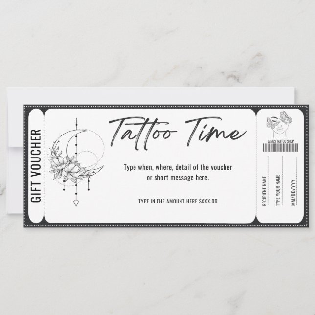 Personal Tattoo Gift Certificate gift card (Front)