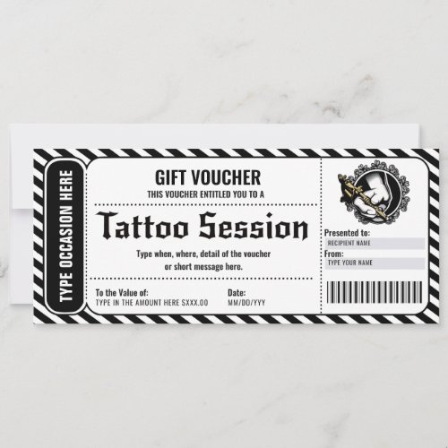 Personal Tattoo Gift Certificate gift card