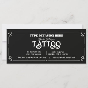 Personal Tattoo Gift Voucher CERTIFICATE Invitation