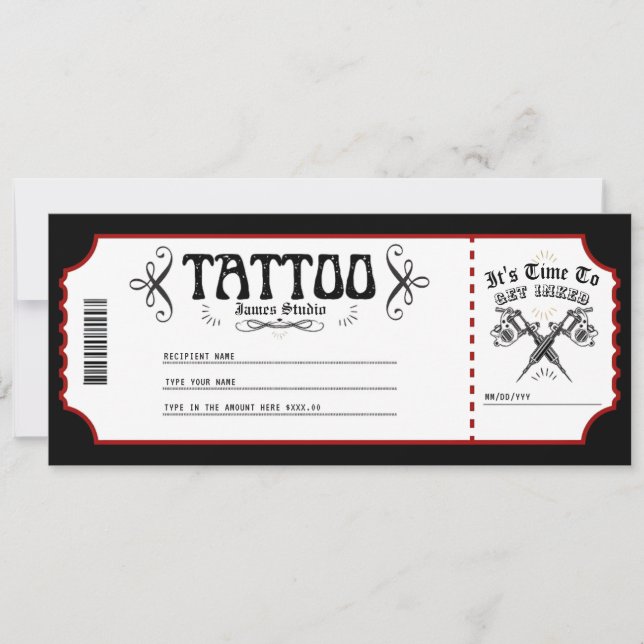 Personal Tattoo Voucher Certificate Ticket Gift Invitation (Front)