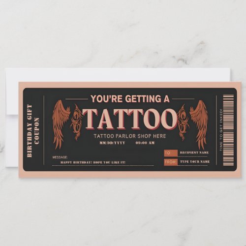 Personal Tattoo voucher ticket Invitation