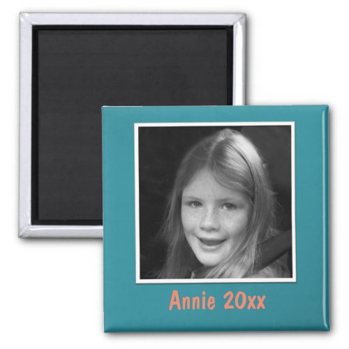 Personal Teal Greeting Custom Photo and Text Magnet