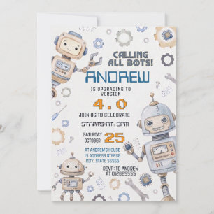 Personal Tech Robot Birthday Party for boy Invitation