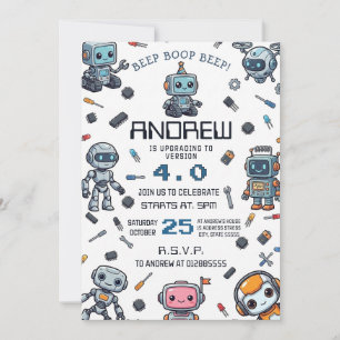 Personal Tech Robot Birthday Party Invitation