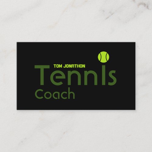 Personal Tennis Coach Black Business Card