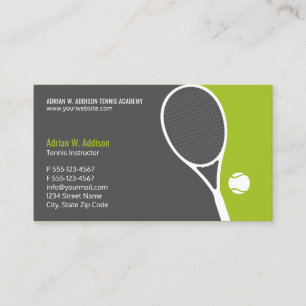 Personal Tennis Coach Instructor Club Appointment Card