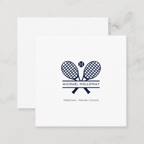 Personal Tennis Coach Minimalist White Square Business Card