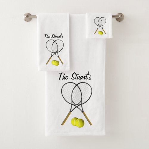 Personal Tennis Doubles White Bath Towel Set