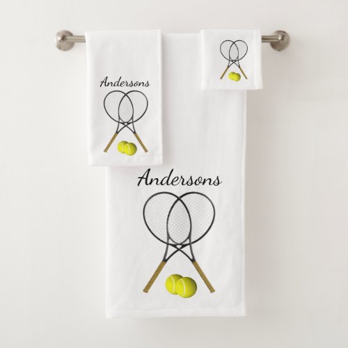 Personal Tennis Doubles White Bath Towel Set