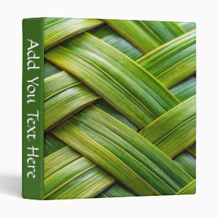 Personal Text Green Fresh Bamboo Weave  3 Ring Binder