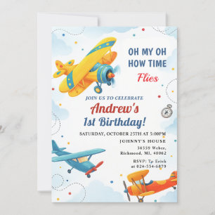 Personal Time Flies 1st Birthday for baby kid Invitation