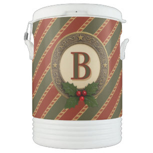 personal traditional colored Christmas striped Beverage Cooler