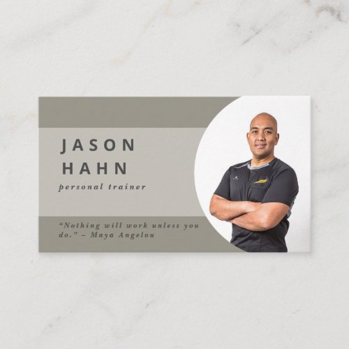 personal trainer beigegrey photo business card
