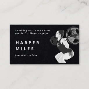 personal trainer black and white business card