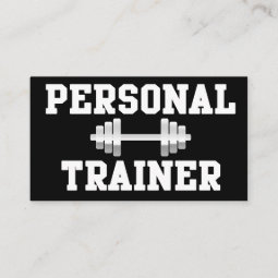 Personal Trainer Black And White Dumbell Training Business Card 