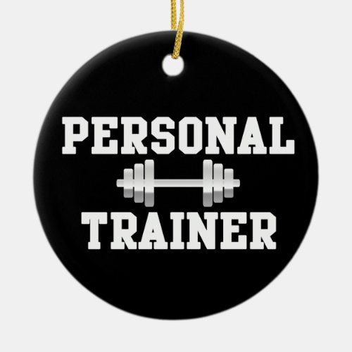 Personal Trainer Black and White Dumbell Training Ceramic Ornament